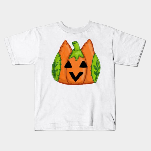 cute plush pumpkin owl jack-o'-lantern sketch Kids T-Shirt by MetaCynth